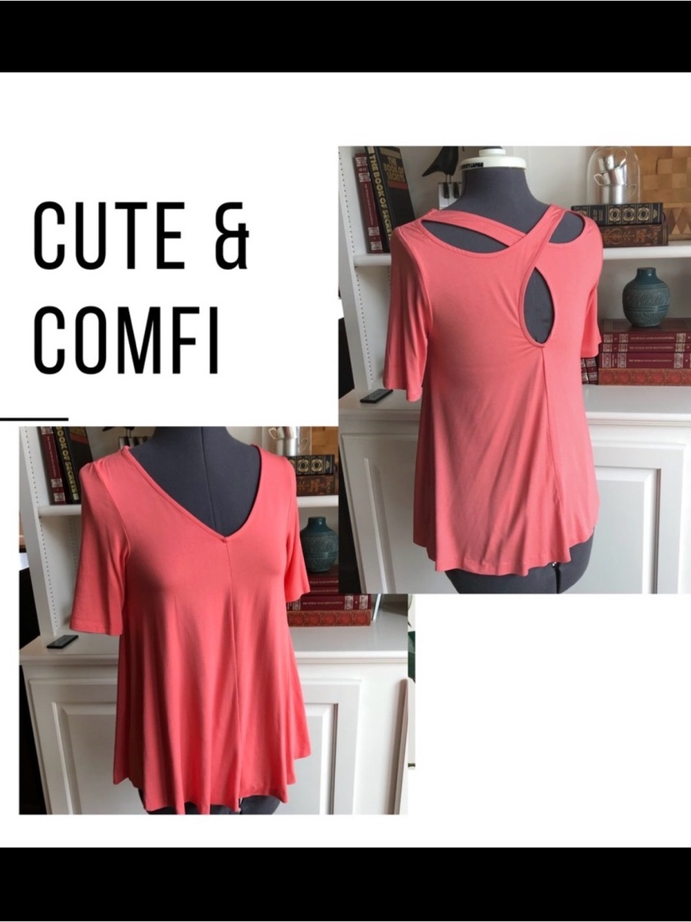 🌷 Coral knit swing top with cross over back